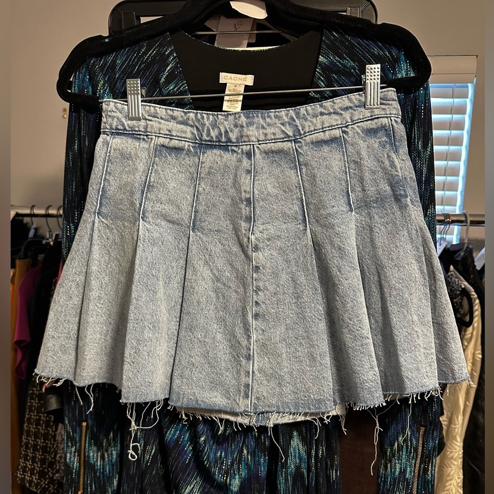 Zara Light Blue Denim Skater Skirt